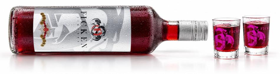 FICKEN 0,7l mit 2 FICKEN Shot-Gläsern