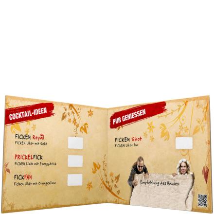 FICKEN Aufsteller mit Cocktail-Ideen